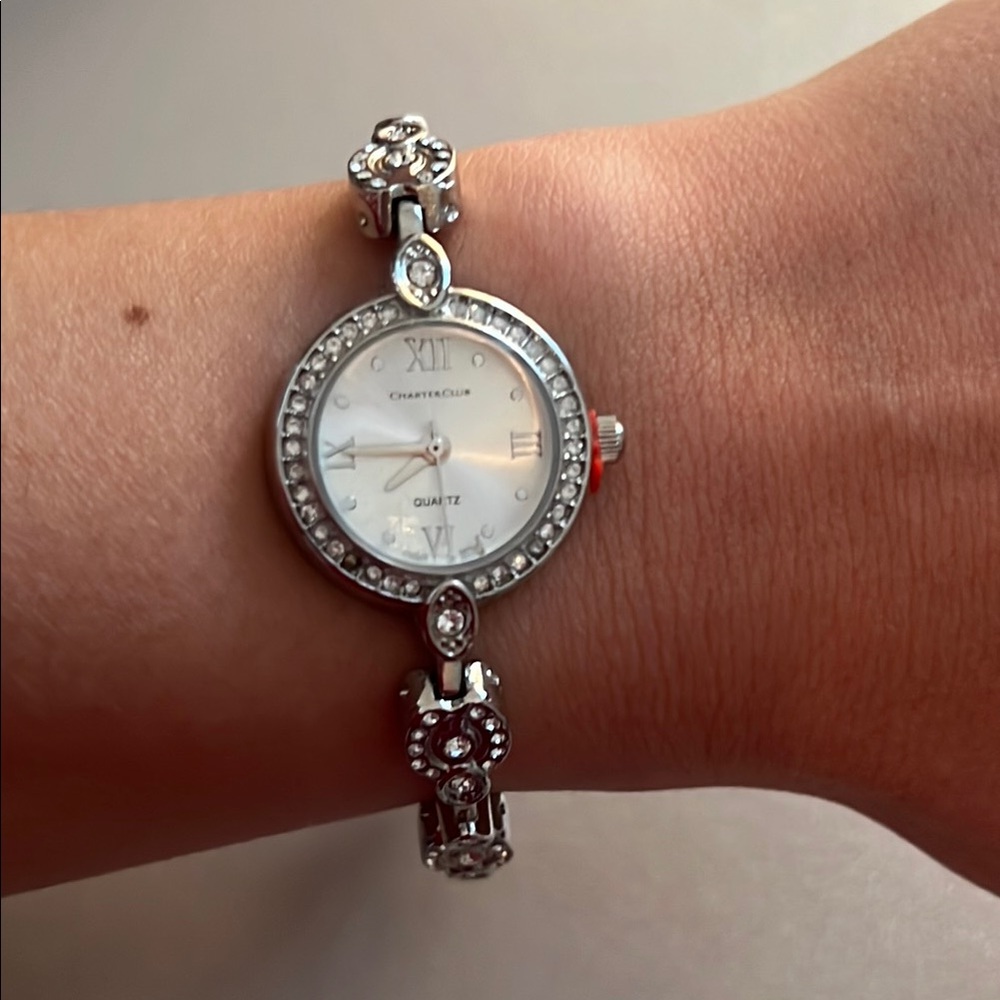 Charter Club Silver Crystal Watch Elegant Design